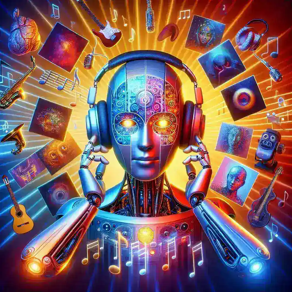 "Playlist de Spotify España diseñada para adaptarse al estado de ánimo, utilizando inteligencia artificial, con colores vibrantes y diseño moderno."