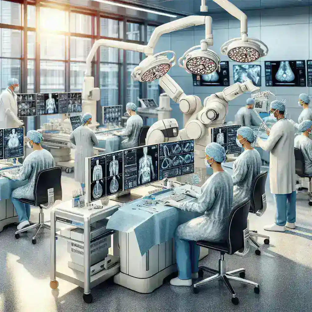 "Robot-assisted tele-surgery system in a Catalan hospital, showcasing advanced medical technology for innovative surgical procedures."